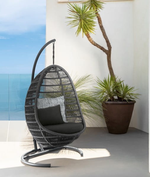TALENTI PANAMA EGG CHAIR Outdoor Hänge-Sessel in graphite Kordelseil geflochten