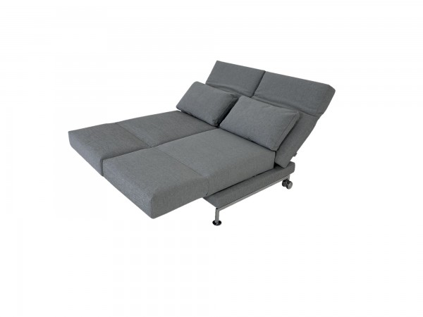 Brühl MOULE MEDIUM Sofa 2 mit Drehsitzen in Stoff grau mit Gestell verchromt mit Rollen hinten