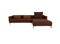 freistil 131 ROLF BENZ Sofa mit Recamiere rechts Mix & Match Stoff kupferbraun und Leder ockerbraun freistil 131 ROLF BENZ Sofa mit Recamiere rechts Mix & Match Stoff kupferbraun und Leder ockerbraun