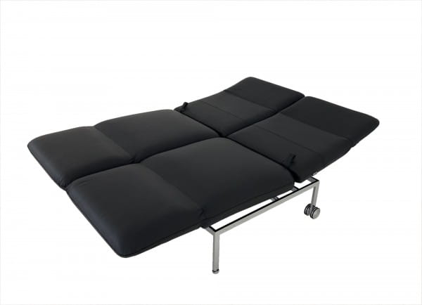 Brühl RORO small Sofa im Leder UNIT schwarz mit Drehsitzen und praktischen Rollen hinten