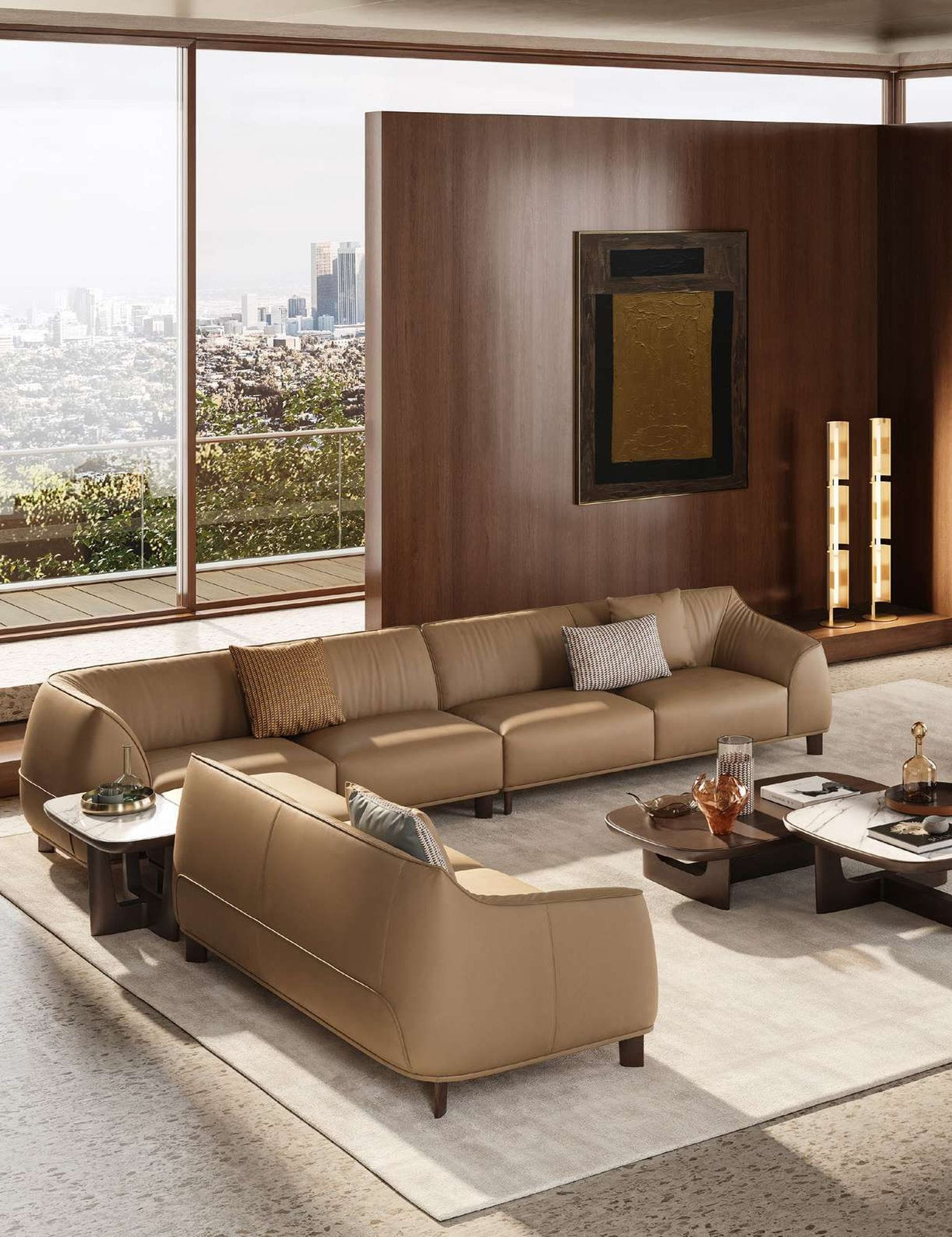 Poltrona Frau Wohnraumdetail als Beispiel für Material- und Farbberatung im Interior Design