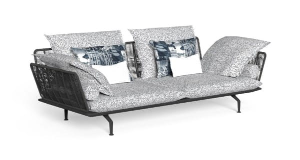TALENTI CRUISE ALU Outdoor Sofa Aluminium graphite mit Polstern weissgrau und Kordelseil graphite
