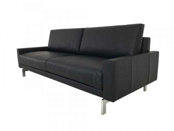 Hülsta Sofa hs.450 Sofa in schwarzen Leder Oskar mit chrom Spangen zum Sonderpreis lieferbar