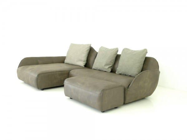 Hülsta Sofa hs.480 mit Recamiere und Polsterbank in Anilin Leder im Sonderangebot