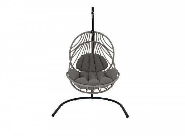 DEDON KIDA HANGING LOUNGE CHAIR inkl. Base in der Farbe 171 ease touch mit Kissen in natura taupe