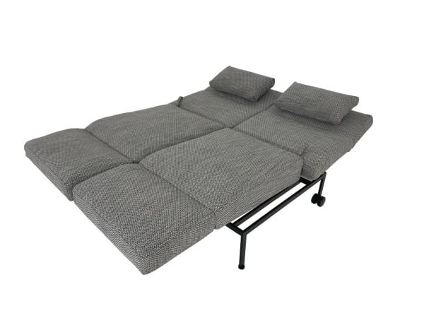 Brühl RORO SOFT Sofa 2 in Stoff grau mit weichen Sitzkomfort, zwei Drehsitzen und Rollen hinten