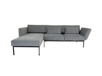 Brühl RORO SOFT Sofa mit Recamiere links mit weichen Sitzen und Drehsitz rechts in Stoff grau