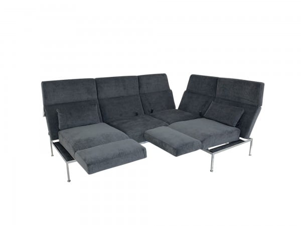 Brühl RORO SOFT Ecksofa rechts mit weichen Sitzkomfort und zwei Drehsitzen in Stoff dunkelgrau