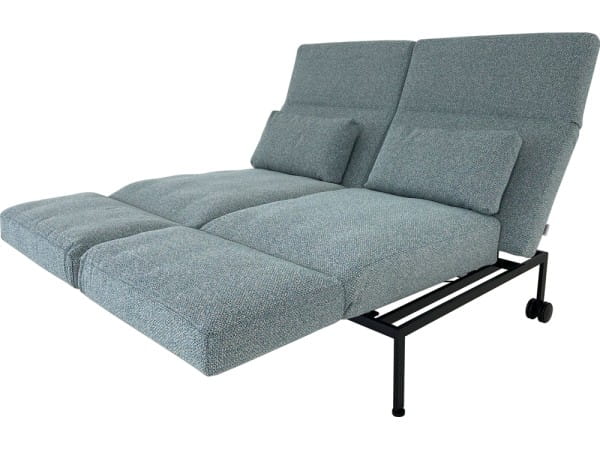 Brühl RORO SOFT Sofa 2 in Stoff grau/türkise mit weichen Sitzkomfort, zwei Drehsitzen und Rollen