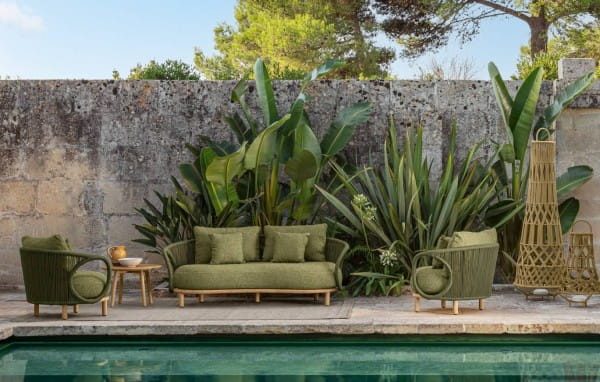 TALENTI KAREN Sessel mit Polstern und Kordelseil piniengrün für Garten & Terrasse