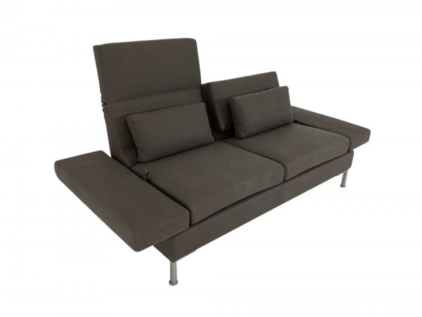 Brühl TOMO COMPACT Sofa 2 im Leder TARON graubraun mit funktionalen Seiten- und Rückenlehnen