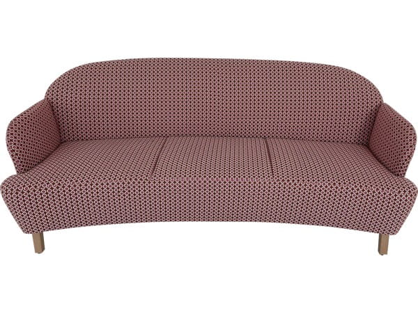 Brühl FLORET Sofa 3 im Stoff grafisch gemustert mit passenden runden Kissen und Holzfüssen