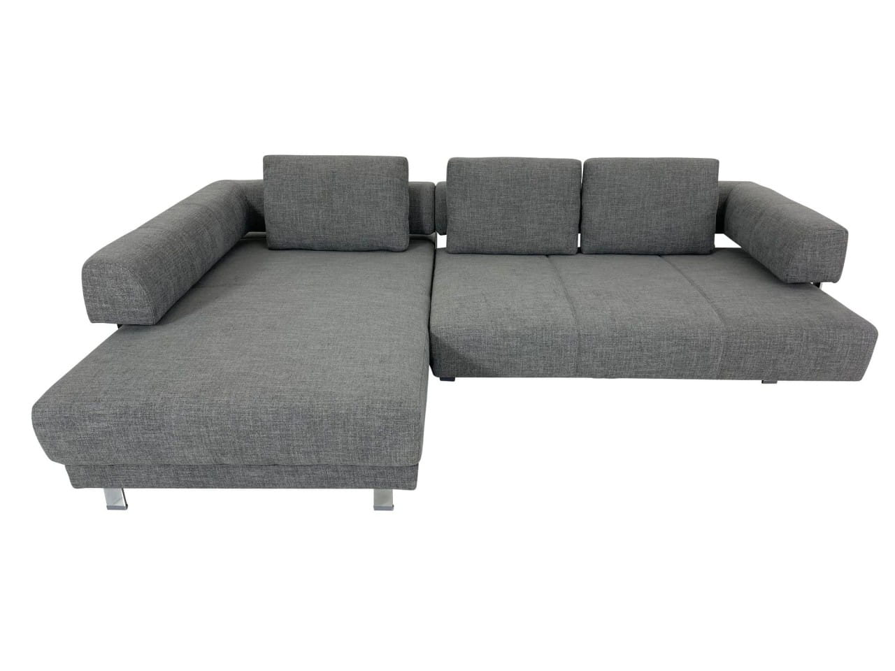 Ewald Schillig SKIN Sofa mit Recamiere links und Sitzvorzug im robusten Stoff 12.700/57 graphit