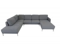 Hülsta Sofa hs.450 Ecksofa in U-Form mit Recamiere in Stoff Victoria grau und Alufüssen
