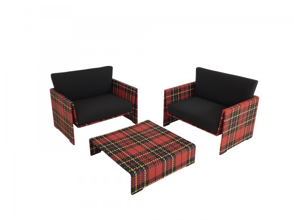 DEDON SLIM LINE D.D.C. Edinburgh edle Outdoor Lounge Ecke mit Sessel und Beistelltischen