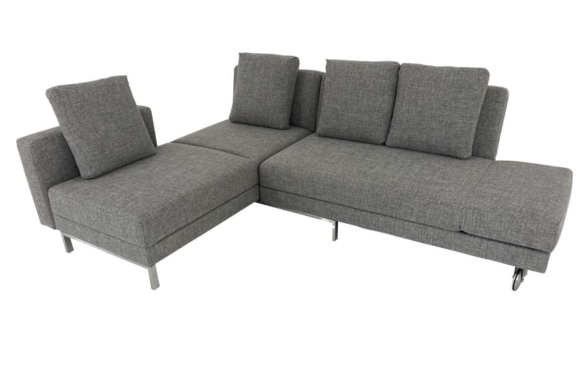 Brühl FOURTWO Compact Sofa mit Recamiere in Stoff grau mit
