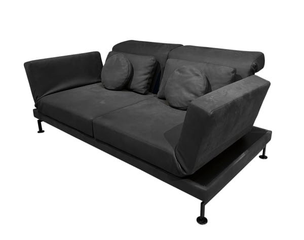 Brühl MOULE LARGE Sofa 2 im Leder TARON anthrazit mit Überbreite und seitlichen Ablagen