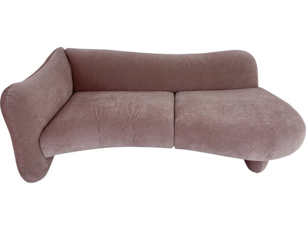 Brühl Bongo Bay Lounge Sofa Recamiere in Cord Stoffbezug rose mit passenden Kissen