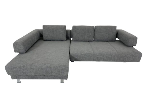 Ewald Schillig SKIN Sofa mit Recamiere links und Sitzvorzug im robusten Stoff 12.700/57 graphit