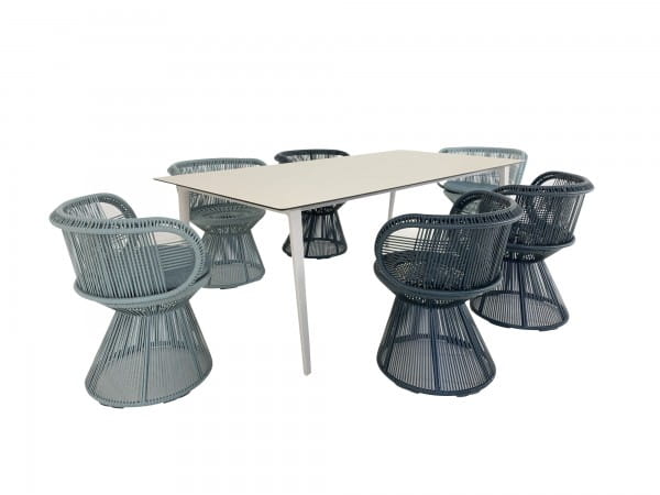 DEDON WA DINING TABLE Esstisch 200 x 100 cm für Garten und Terrasse in HPL Aluminium lipari