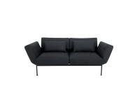Brühl RORO SOFT Sofa 2 mit weichen Sitzen in Leder Taron anthrazit Gestell schwarz mit Rollen Brühl RORO SOFT Sofa 2 mit weichen Sitzen in Leder Taron anthrazit Gestell schwarz mit Rollen