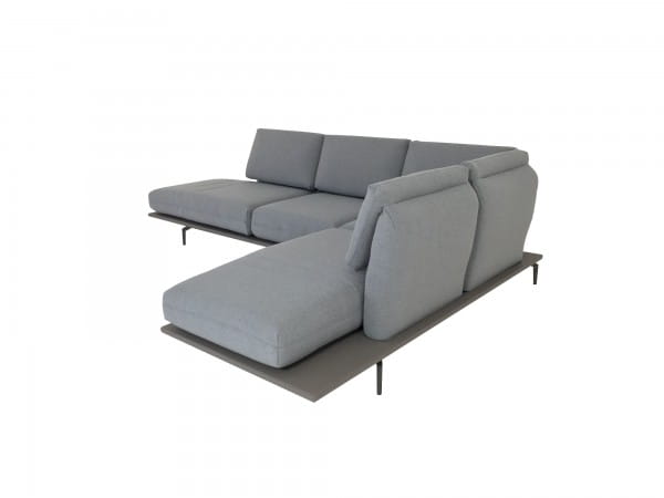 Rolf Benz AURA Ecksofa mit Plattform in Leder und Drehsitzen im Schurwollstoff beigegrau/blaugrau