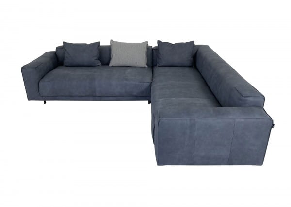 freistil 136 ROLF BENZ Ecksofa rechts in Nappa Leder graphitgrau mit passenden Kissen Lounge Komfort