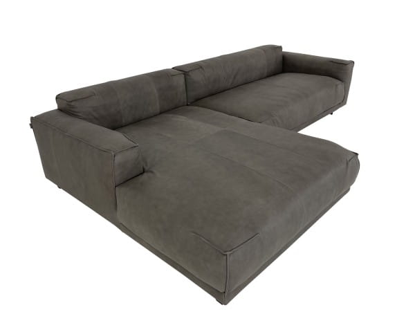 freistil 136 ROLF BENZ Sofa Übertief mit XL Recamiere Übertief links in Nappa Leder 9225 braungrau