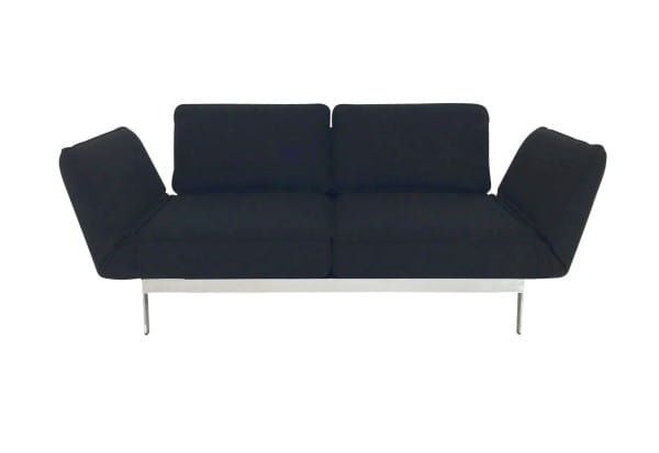 ROLF BENZ MERA Sofa mit Drehsitzen im robusten, schwarzen Stoff 16.100 mit edlen Chrom Gestell