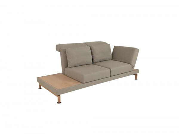 Brühl MOULE SMALL Sofa 2 mit Ablagen und einem Drehsitz in Stoff graubeige