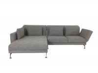 Brühl MOULE MEDIUM Sofa mit XL Recamiere links im robusten hellgrauen Stoff 2480 und Drehsitz
