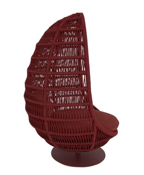TALENTI PANAMA EGG CHAIR Outdoor Drehsessel in rot Kordelseil geflochten mit Sitzkissen