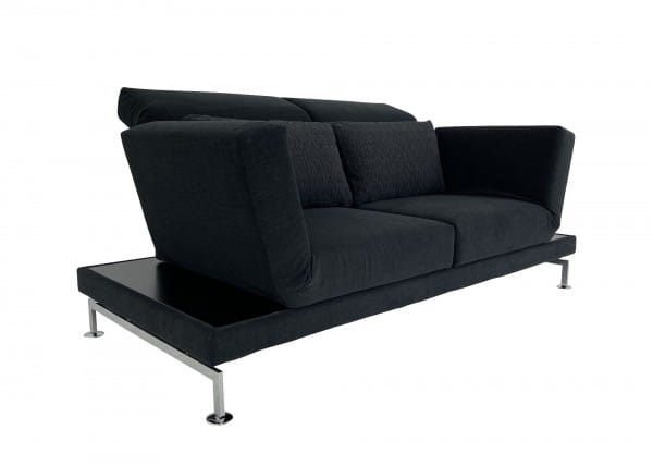 Brühl MOULE MEDIUM Sofa 2 mit Drehsitzen in Stoff anthrazit mit Ablagen und Metallkufen verchromt