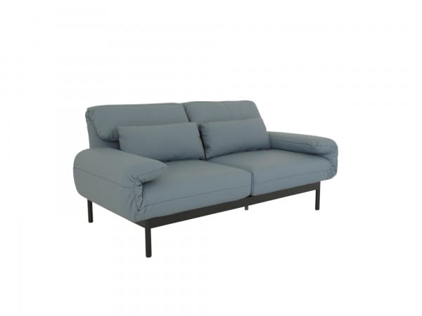 ROLF BENZ PLURA Sofa im blaugrauen Leder mit Liegerücken im SONDERANGEBOT