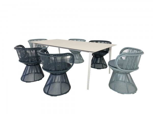 DEDON WA DINING TABLE Esstisch 200 x 100 cm für Garten und Terrasse in HPL Aluminium lipari
