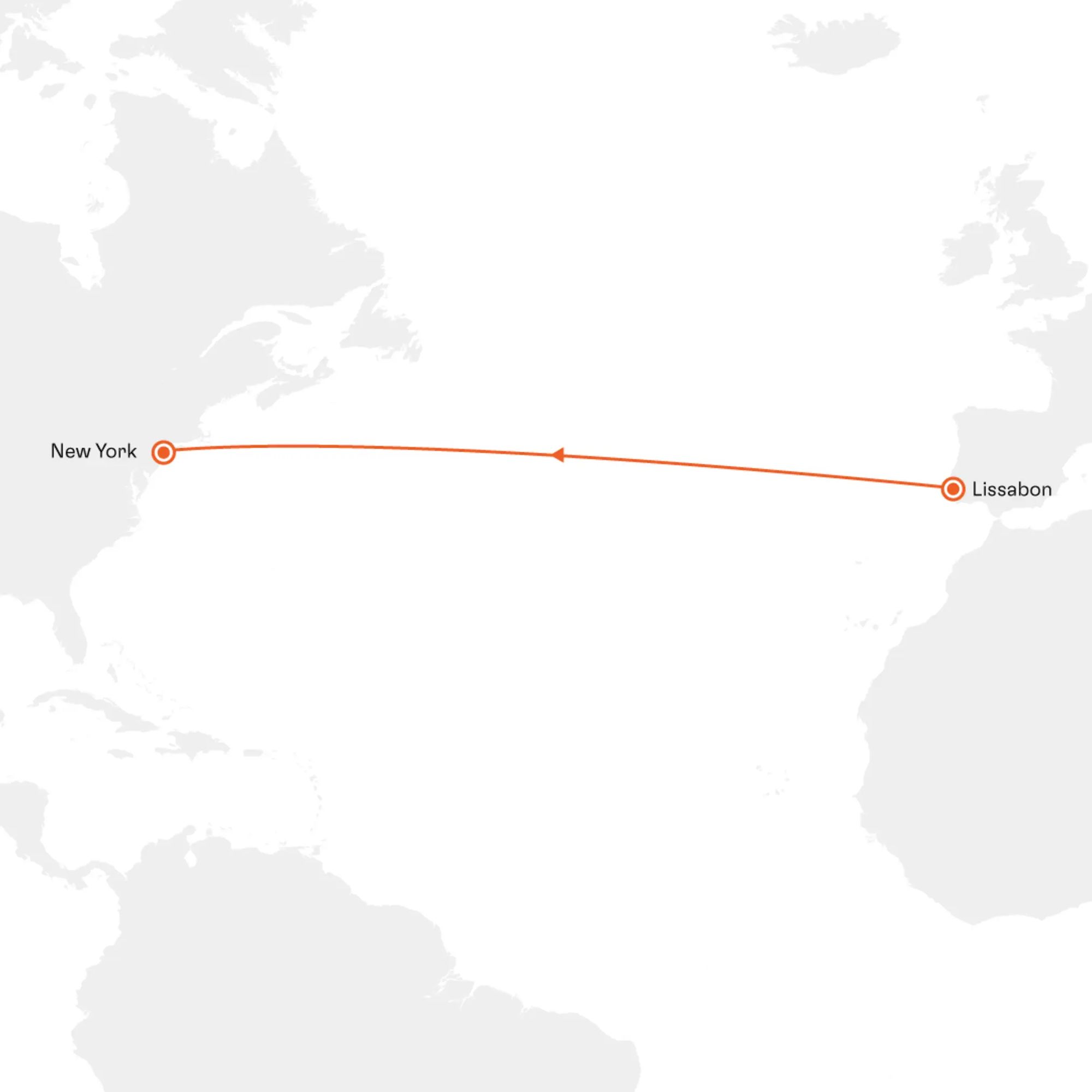 Route map EUR2627 Lisbon New York Hapag-Lloyd Cruises