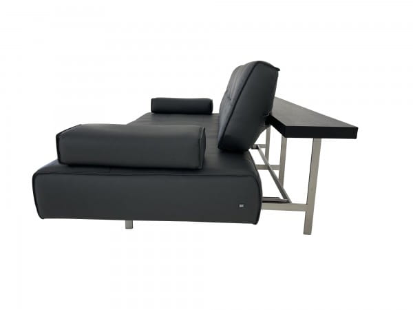 Rolf Benz DONO Lounge 6200 Sofa mit Sitzvorzug in Leder dunkel schwarzgrau und Reling Eiche schwarz