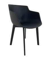 MDF Italia FLOW SLIM Armlehn Stuhl in Nuvola Leder marrone für den Esstisch oder Objektbereich