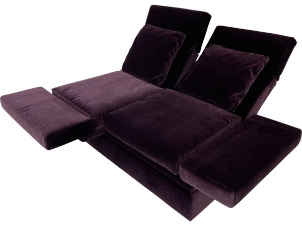 Brühl FOLD OUT Sofa mit Bettfunktion und Drehsitzen in Stoff Velours bordeaux