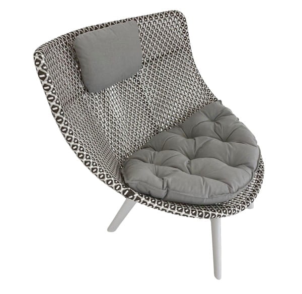 DEDON MBRACE WING CHAIR ALU Hochlehner Sessel in pepper mit cool taupe Sitz- und Nackenkissen