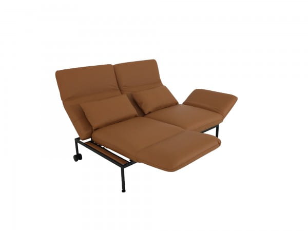 Brühl RORO medium Sofa im Leder Choise mit Drehsitzen und praktischen Rollen hinten