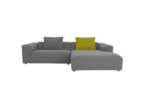 freistil 187 ROLF BENZ Lounge Sofa mit Recamiere rechts in Stoff grau mit passenden Kissen