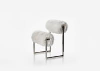 ACERBIS DUE PIÙ Designer Sessel üppig kuscheliges Sitzobjekt in Ziegenfell weiss