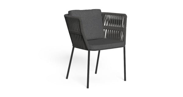 TALENTI CLIFF Stühle in dunkelgrau im Set von 6 Stück mit MILO Auszugstisch für Garten und Terrasse
