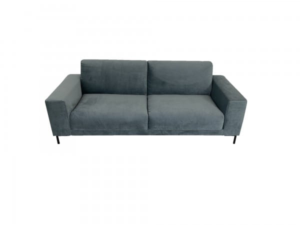 freistil 141 ROLF BENZ Sofa in Stoff Velours grün mit Lounge Polsterung und breiten Armlehnen