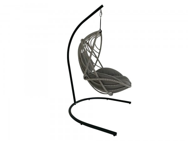 DEDON KIDA HANGING LOUNGE CHAIR inkl. Base in der Farbe 171 ease touch mit Kissen in natura taupe