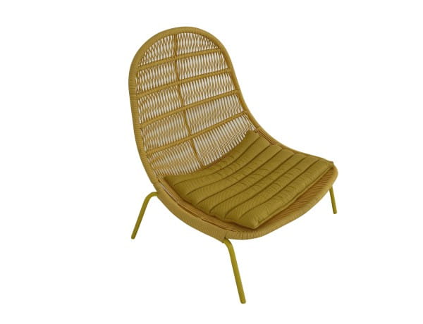 TALENTI PANAMA LOUNGE ARMCHAIR Outdoor Sessel mit Polster in gelb Kordelseil geflochten