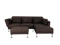 Brühl MOULE medium Sofa mit Recamiere rechts und Hocker in Naturleder OLIVA dunkelbraun mit Chromkuf Brühl MOULE medium Sofa mit Recamiere rechts und Hocker in Naturleder OLIVA dunkelbraun mit Chromkuf