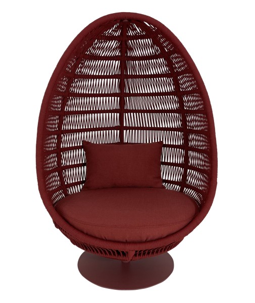TALENTI PANAMA EGG CHAIR Outdoor Drehsessel in rot Kordelseil geflochten mit Sitzkissen