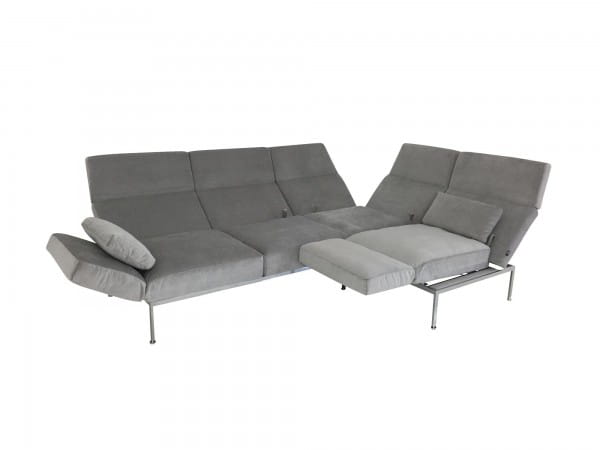 Brühl RORO SOFT Ecksofa rechts mit weichen Sitzkomfort und zwei Drehsitzen in Stoff platingrau